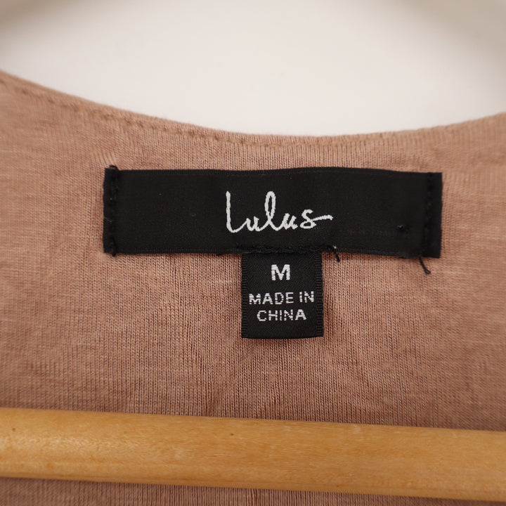 Lulus Basics Ribbed Cropped Top Women's Medium Brown Stretch V-Neck Sleeveless