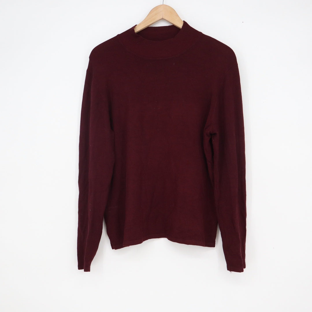 Philosophy Republic Clothing Burgundy Mock Neck Sweater XL Long Sleeve Rayon