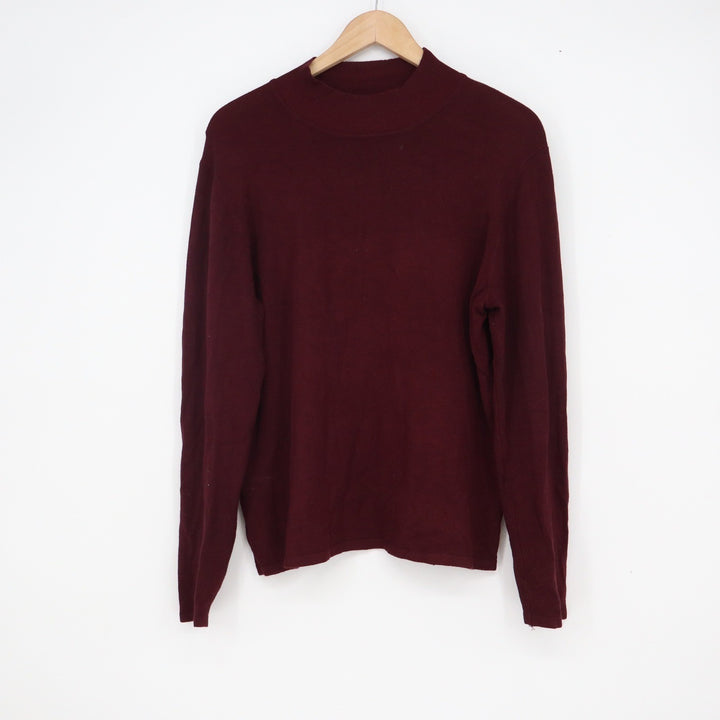 Philosophy Republic Clothing Burgundy Mock Neck Sweater XL Long Sleeve Rayon