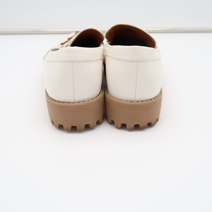 A New Day Danica Loafers Womens US 8.5 Off White Leather Horsebit Lug Sole Shoes