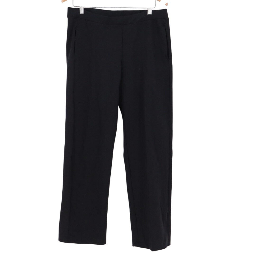 American Giant Ponte Pants Womens Large Black Stretch Elastic Waist Straight Leg
