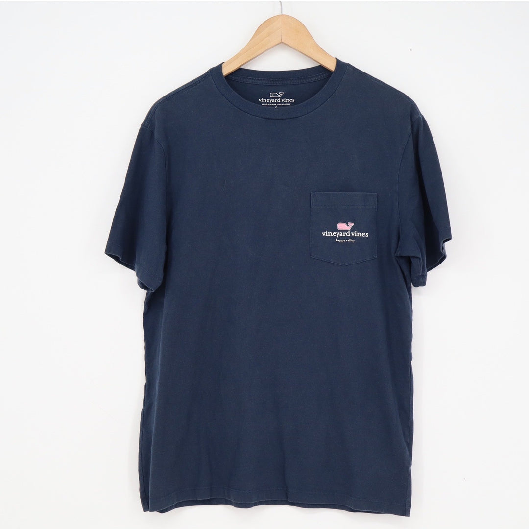 Vineyard Vines Mens Small Navy Blue I Whale Happy Valley Pocket Graphic T-Shirt