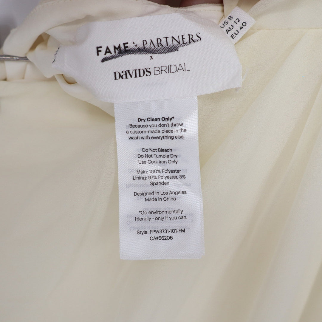 Fame and Partners David's Bridal Cream Georgette Cutout Maxi Dress 8