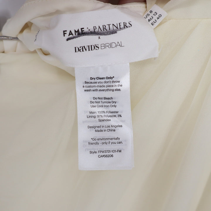 Fame and Partners David's Bridal Cream Georgette Cutout Maxi Dress 8