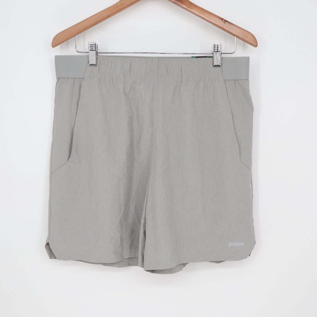 Prince Mens 7 Inch Woven Short HTR Light Heather Grey Athletic Tennis L