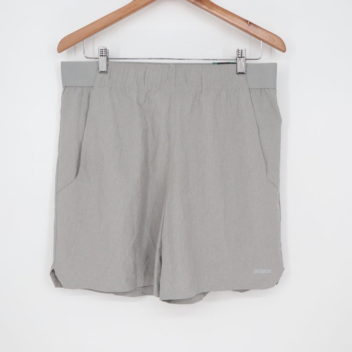 Prince Mens 7 Inch Woven Short HTR Light Heather Grey Athletic Tennis L