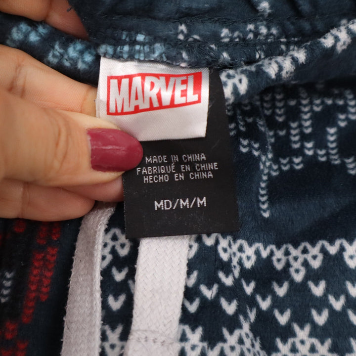 Marvel Spider-Man Mens Pajama Set Medium Blue Fair Isle Fleece Pants T-Shirt