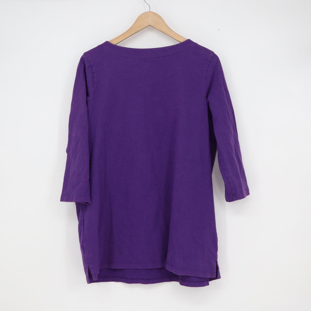 Jessica London Purple Boatneck Tunic Top Gold Shoulder Buttons 14/16