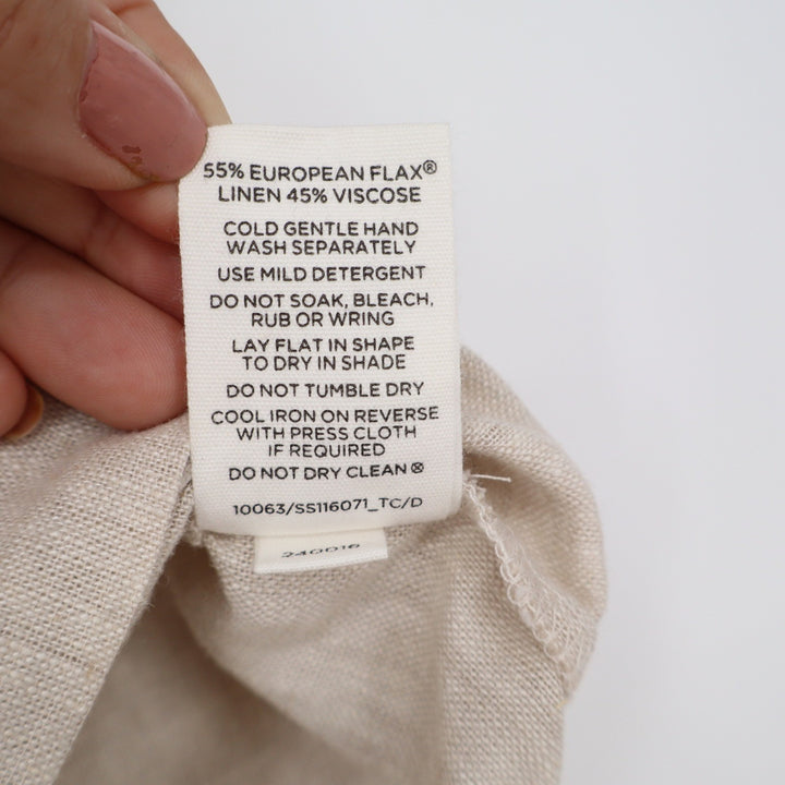 Glassons Linen Blend Mini Skirt Oatmeal Beige Elastic Drawstring Size 10