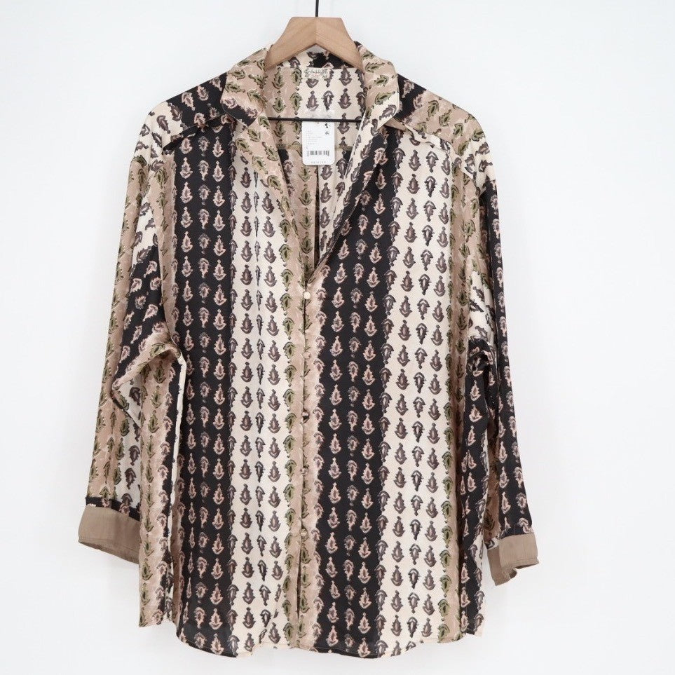 Free People Dreamy Days Pajamas Shirt Womens S Multi Long Sleeve Spread Collar