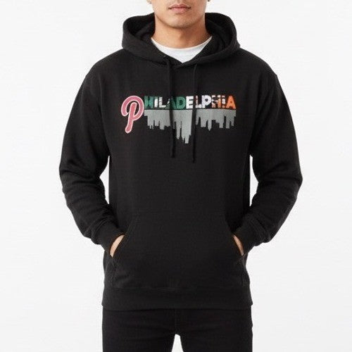 Tultex Philadelphia Hoodie Mens Large Black Cotton Ribbed Hem Kangaroo Pockets