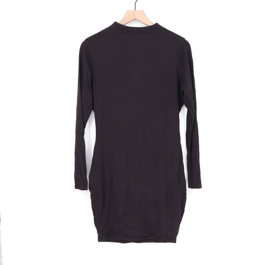 Naked Wardrobe Black Long Sleeve High Neck Bodycon Mini Dress 1X