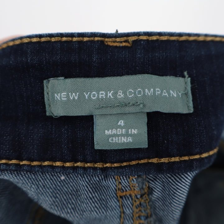 New York & Company Mom Shorts Womens 4 Blue Denim Cotton Stretch Cuffed Hem