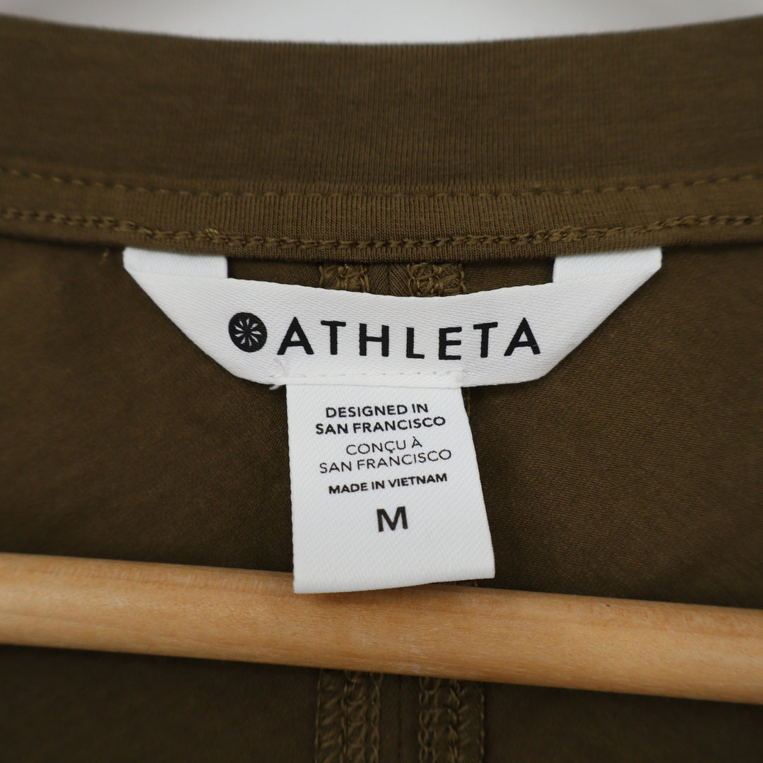 Athleta Renew V-Neck Back Twist Sleeveless Top Olive Green Mens Size M