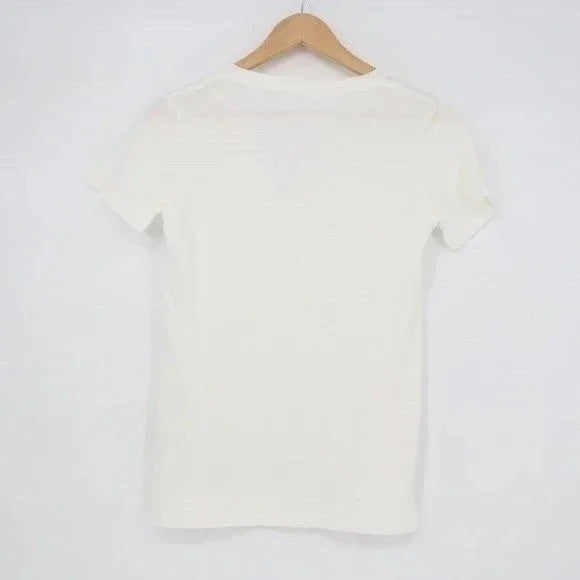 American Giant Premium Slub T-Shirt Womens M White Cotton V-Neck Short Sleeve
