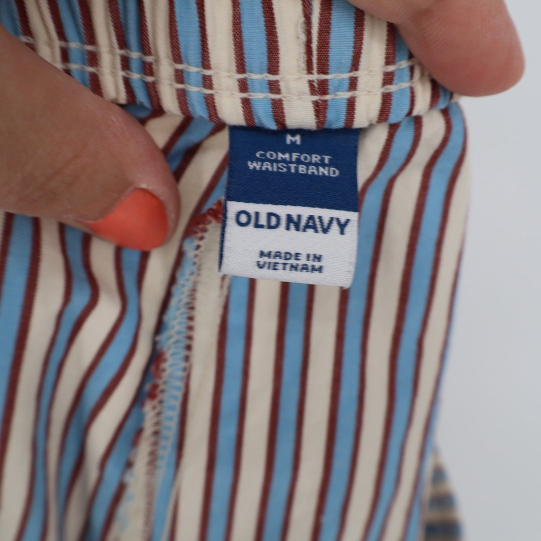 Old Navy Mens Blue Brown Striped Cotton Comfort Waistband Shorts Size M