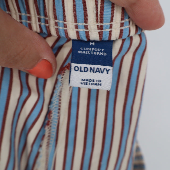 Old Navy Mens Blue Brown Striped Cotton Comfort Waistband Shorts Size M