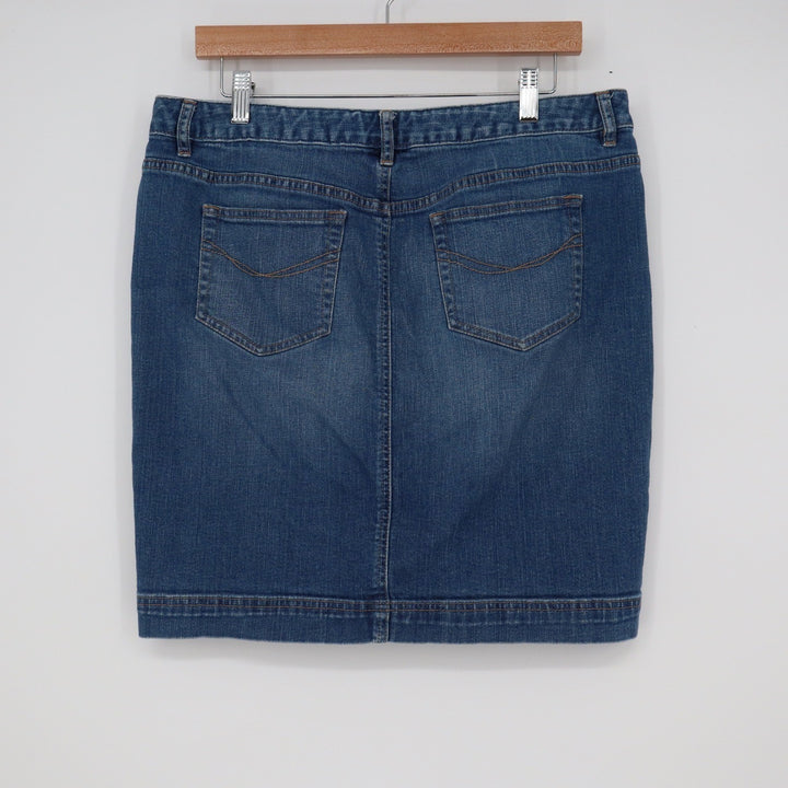 J. Jill Womens Denim Mini Skirt Size 10 Medium Wash Stretch Cotton Blend Blue