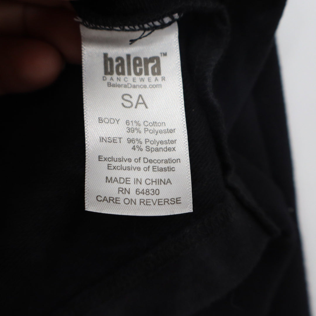 Balera Black Mock Neck Cropped Sweatshirt Sheer Mesh Back Long Sleeve SA