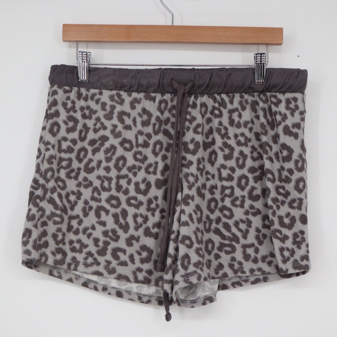 Lucky Brand Womens Grey Leopard Print Pajama Lounge Shorts Size Medium