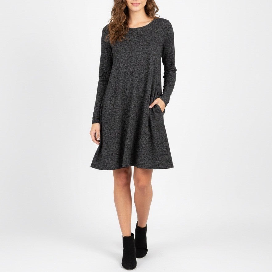 Lildy Plush Knit Tunic Top Womens Small/Medium Heather Gray Stretch Long Sleeve