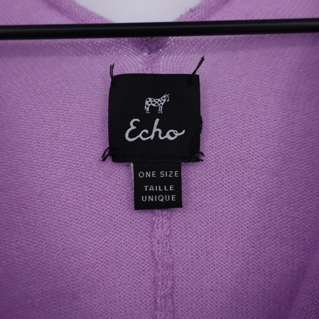 Echo Lavender Purple Knit Poncho Cowl Neck One Size
