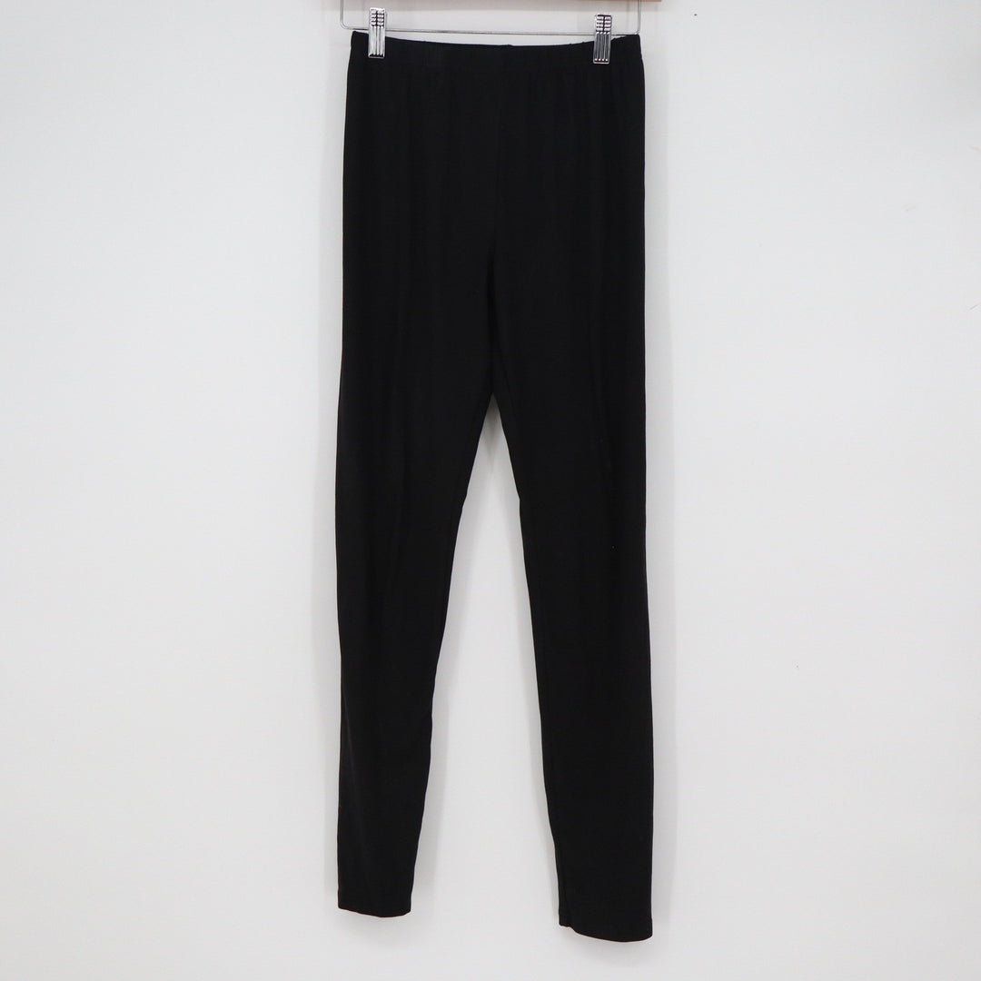 Black Solid Full Length Stretch Leggings Womens Size Medium