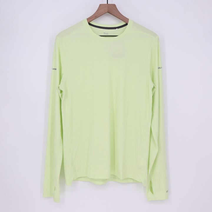 DSG Mens Run LS Tee Pale Neon Green Reflective UV Protection Shirt S