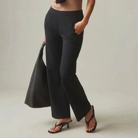 American Giant Ponte Straight Pants Womens Small Black Relaxed Fit Logo Cotton