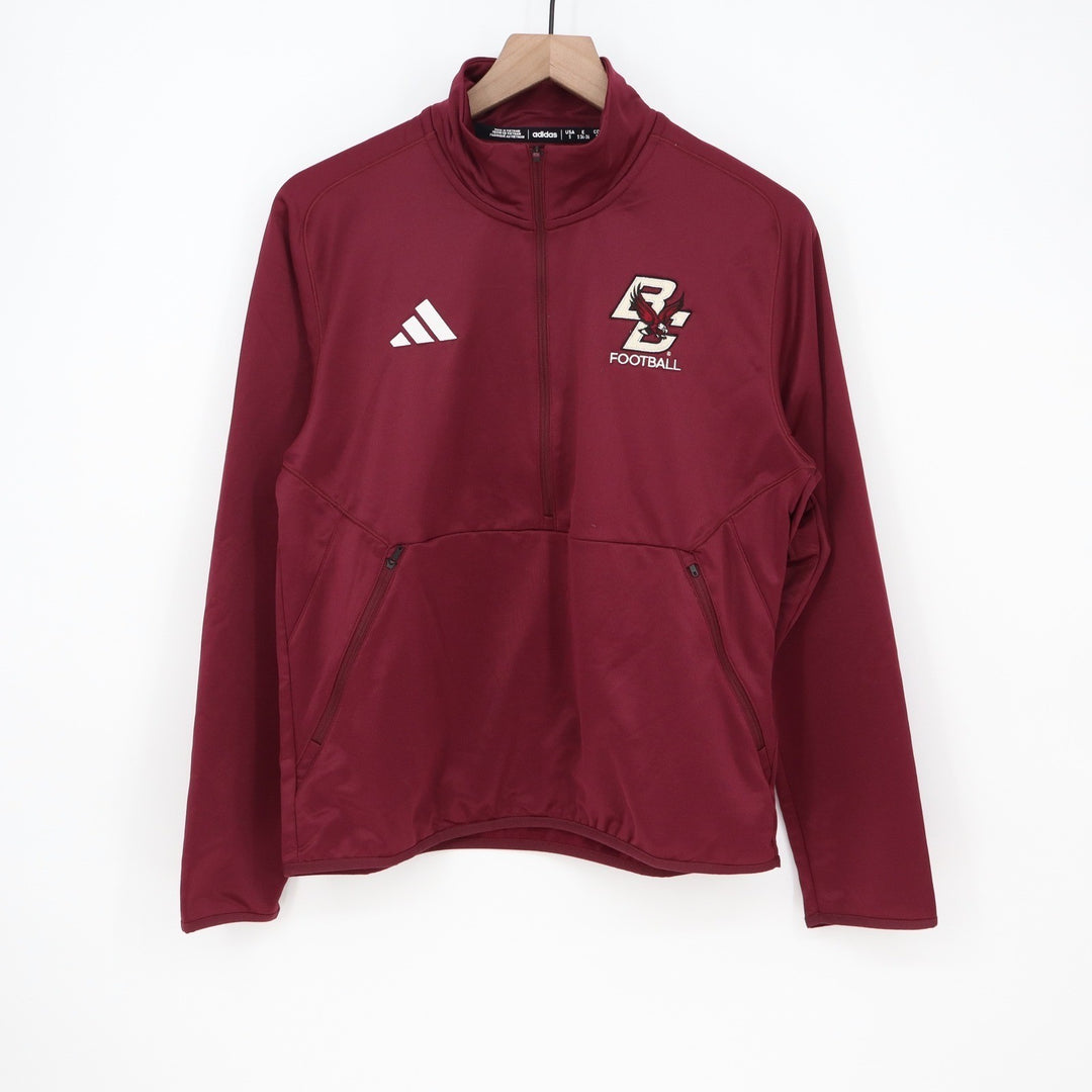 Adidas Boston College Eagles Football Sideline Knit 1/4 Zip Maroon Mens S
