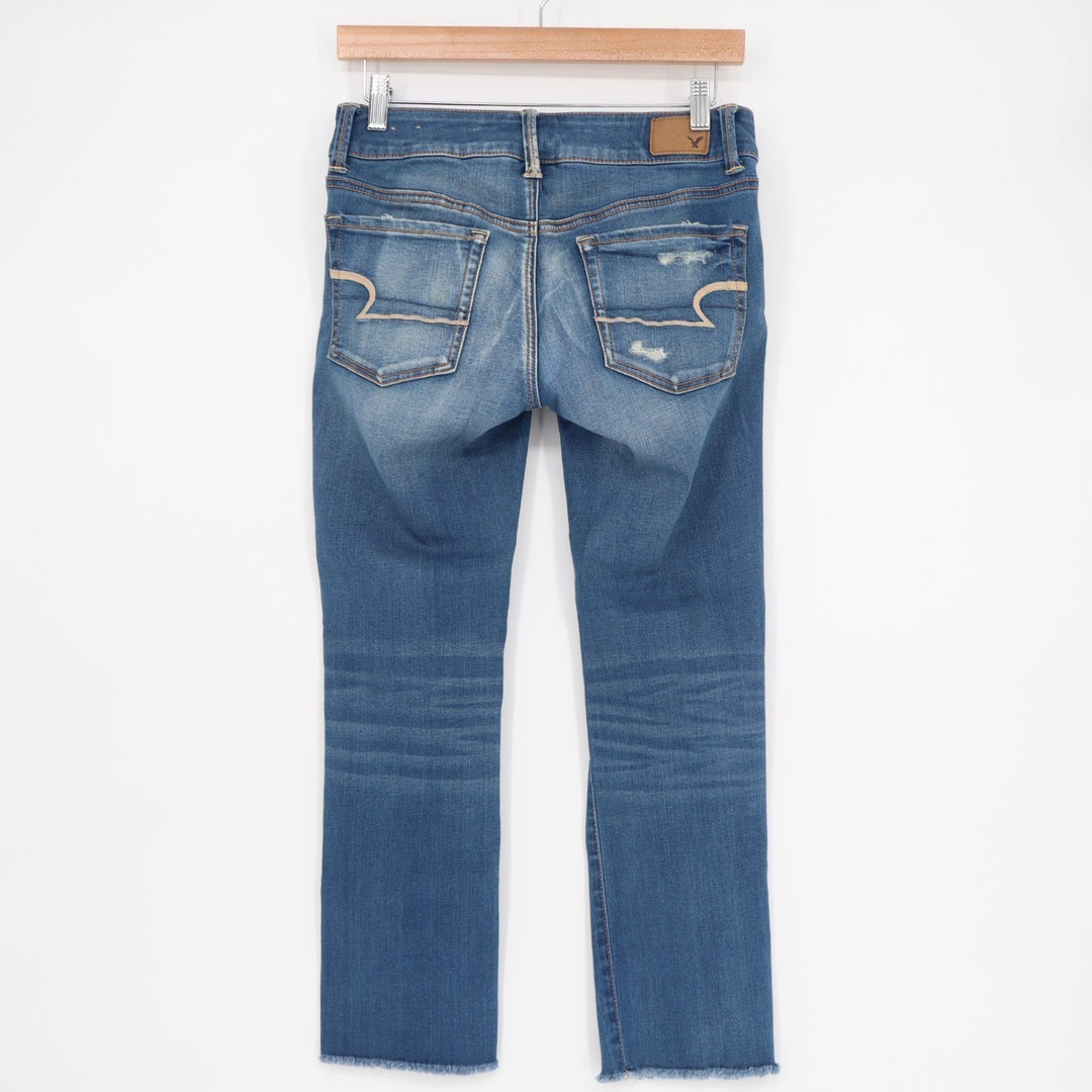 American Eagle Outfitters Jeans Womens 6R Blue Distressed Mid Rise Straight Leg