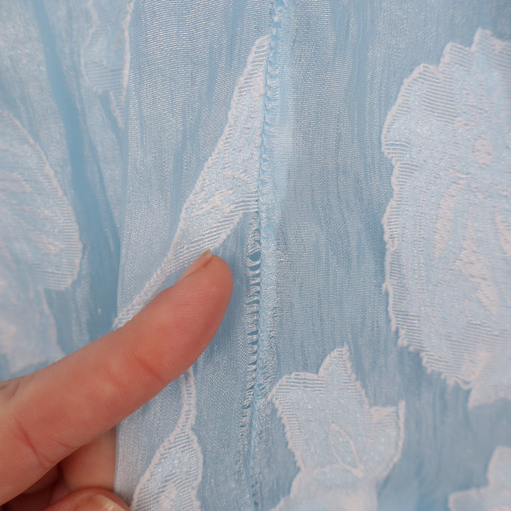 Showpo Michaela Light Blue Floral Jacquard Ruffle Tiered Midi Dress US 8