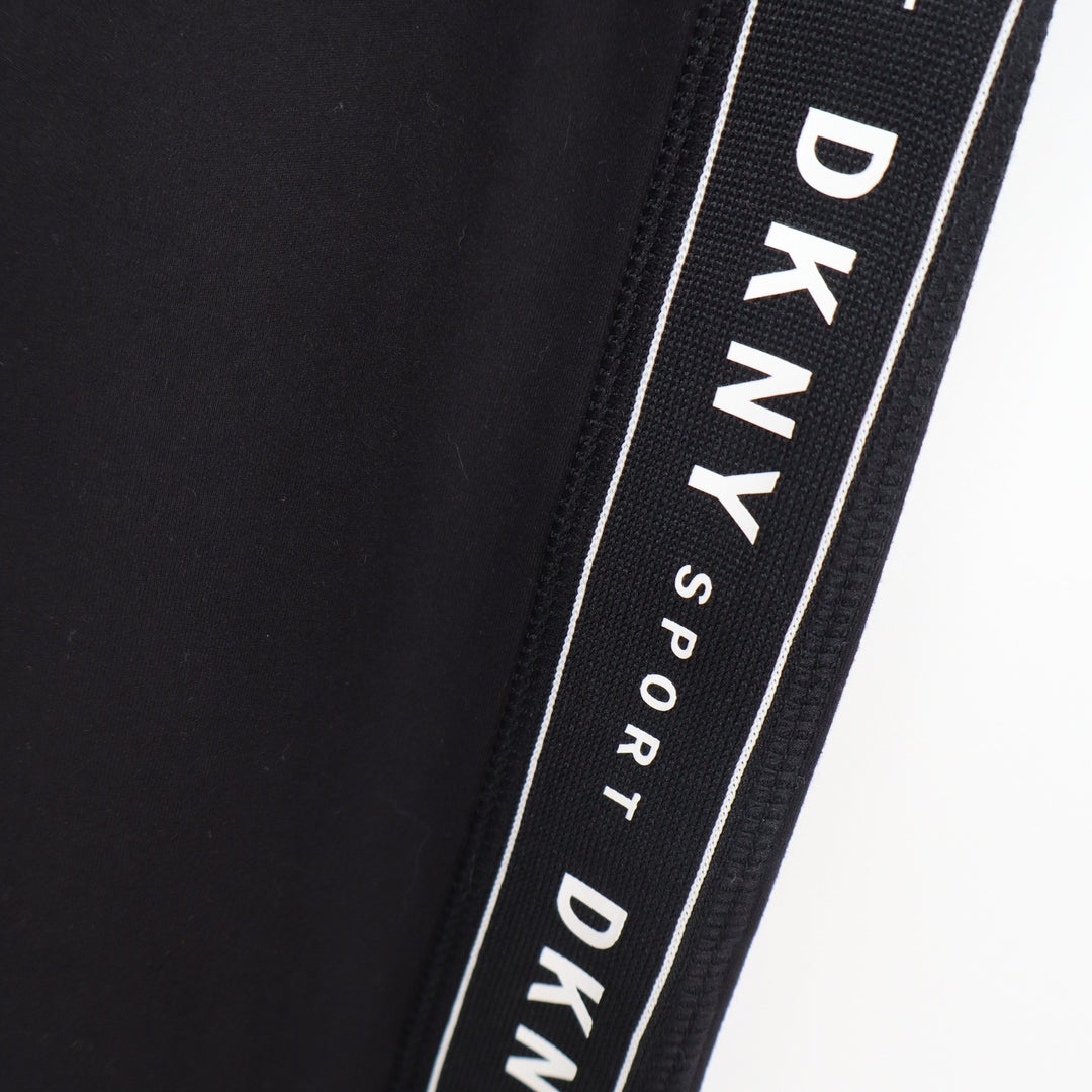 DKNY Sport Womens Black Logo Tape Side Stripe Leggings Size Large Activewear