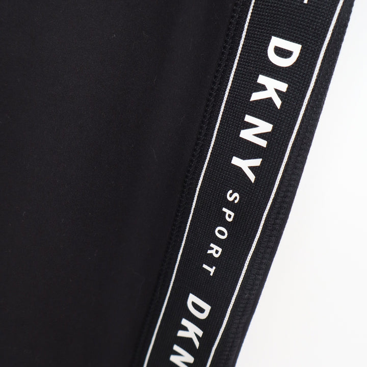 DKNY Sport Womens Black Logo Tape Side Stripe Leggings Size Large Activewear