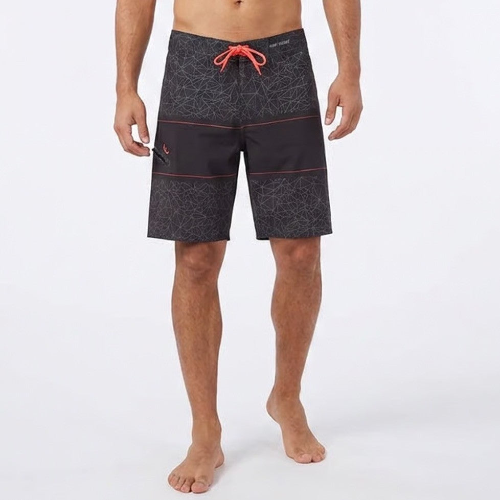 Imperial Motion Mens Geometric Board Shorts Black Neon Orange Size 32