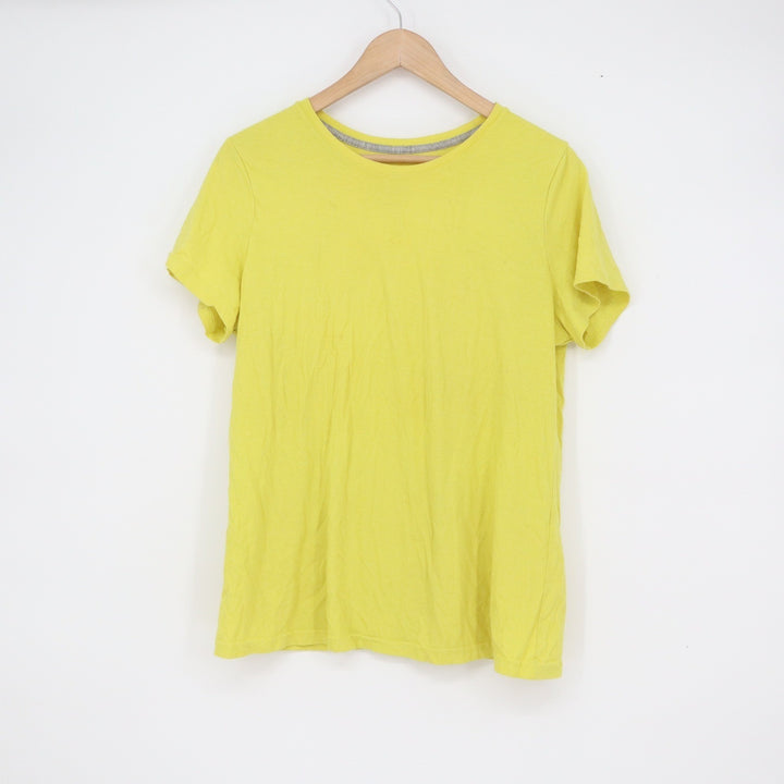 Time and Tru Womens Lemon Lime Yellow Short Sleeve Crewneck T-Shirt Size L 12-14