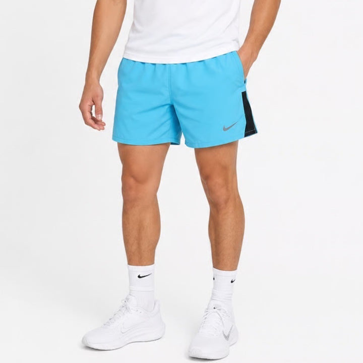 Nike Mens Dri-FIT Running Shorts Blue Black Mesh 5 Inch Inseam Large