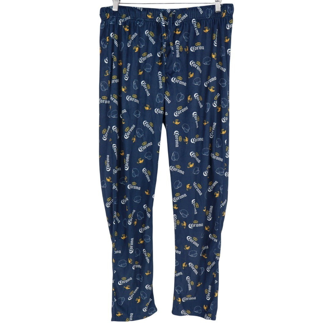 Corona Beer Pajama Pants Lounge Pants Sleepwear Size L Navy All Over Print