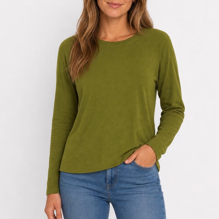 Uniqlo Heattech Long Sleeve Crew Neck Thermal Top Olive Green Small