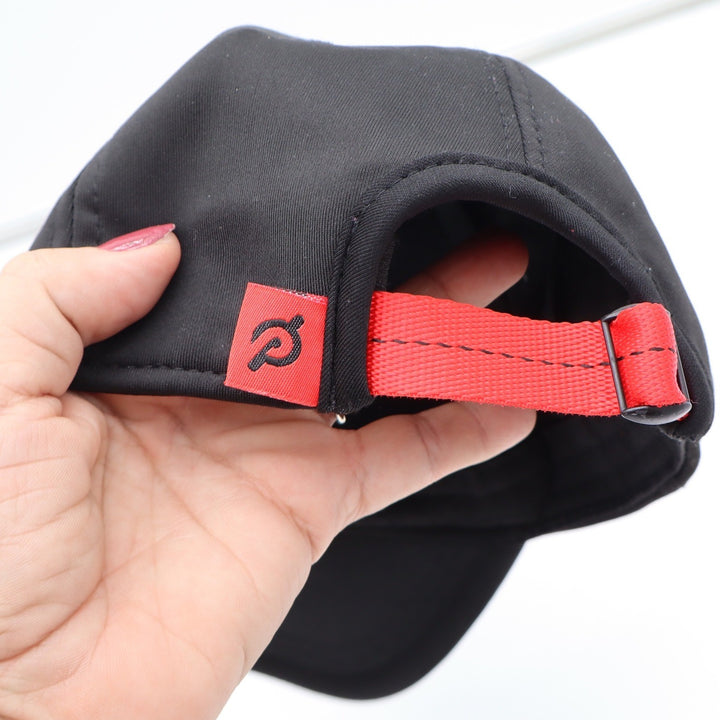 Peloton Baseball Cap Unisex OS Performance Black Red Strap Logo Excellent