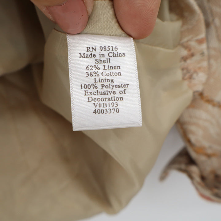 Coldwater Creek Womens 6 Linen Blend Embroidered Jacquard Blazer Tan Floral