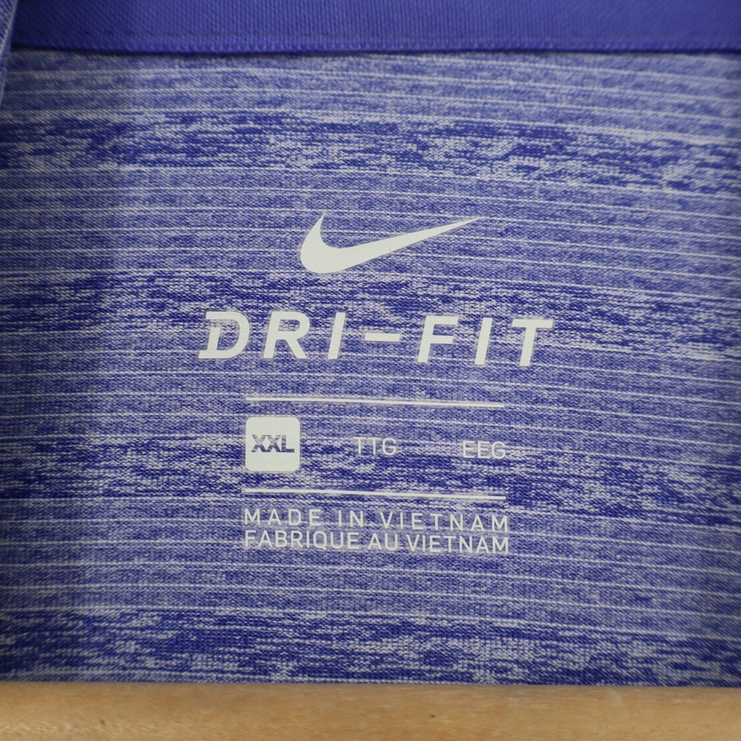 Nike Dri-Fit Polo Shirt Mens 2XL Purple Striped Stretch Short Sleeve Pullover
