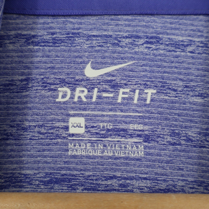 Nike Dri-Fit Polo Shirt Mens 2XL Purple Striped Stretch Short Sleeve Pullover