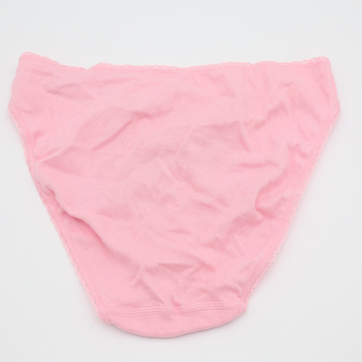 Charter Club Intimates Bikini Underwear Womens L Pink Cotton Lace Trim Stretch