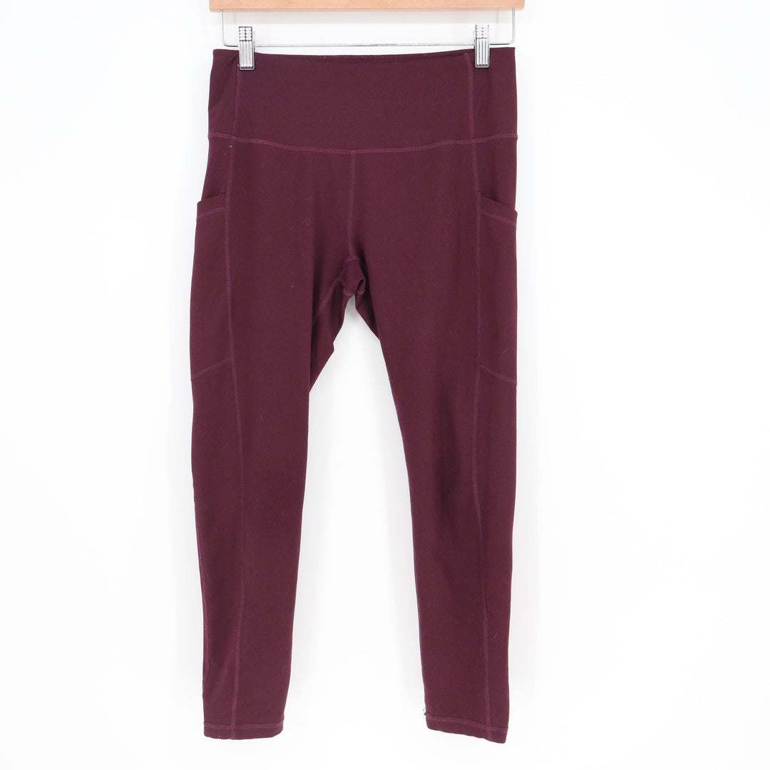 Z by Zella Womens Burgundy High Waisted Side Pocket Active Leggings Size M