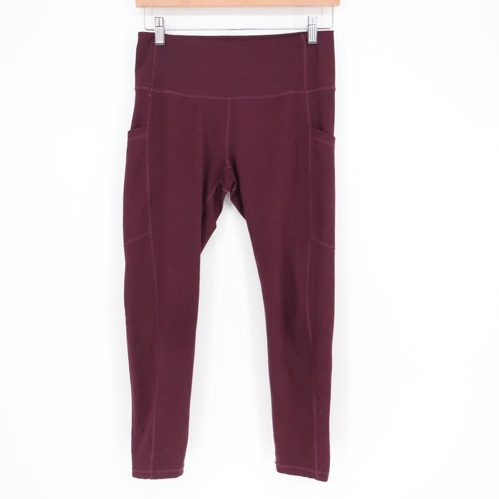 Z by Zella Womens Burgundy High Waisted Side Pocket Active Leggings Size M
