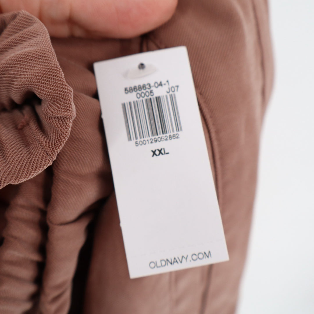 Old Navy Pants Women 2XL Brown Cargo Pockets High Rise Drawstring Waist Wide Leg