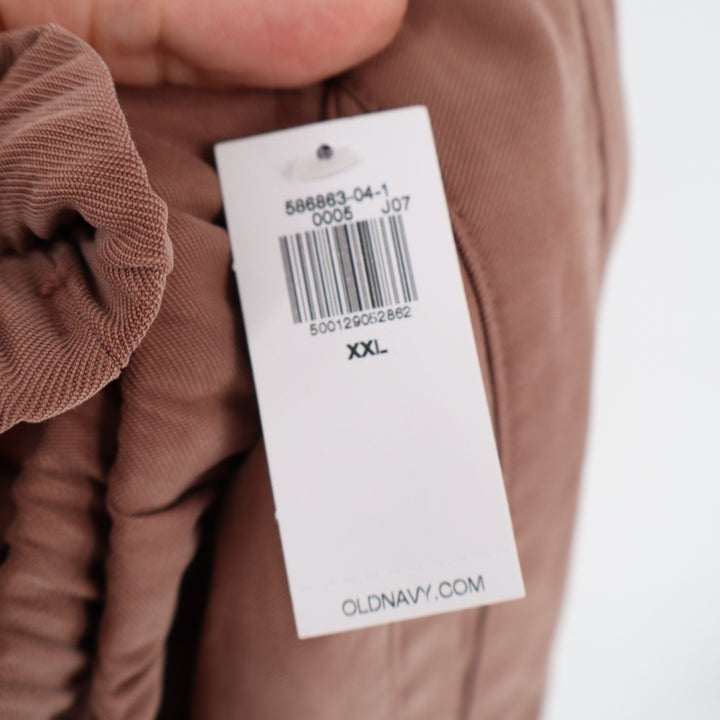 Old Navy Pants Women 2XL Brown Cargo Pockets High Rise Drawstring Waist Wide Leg