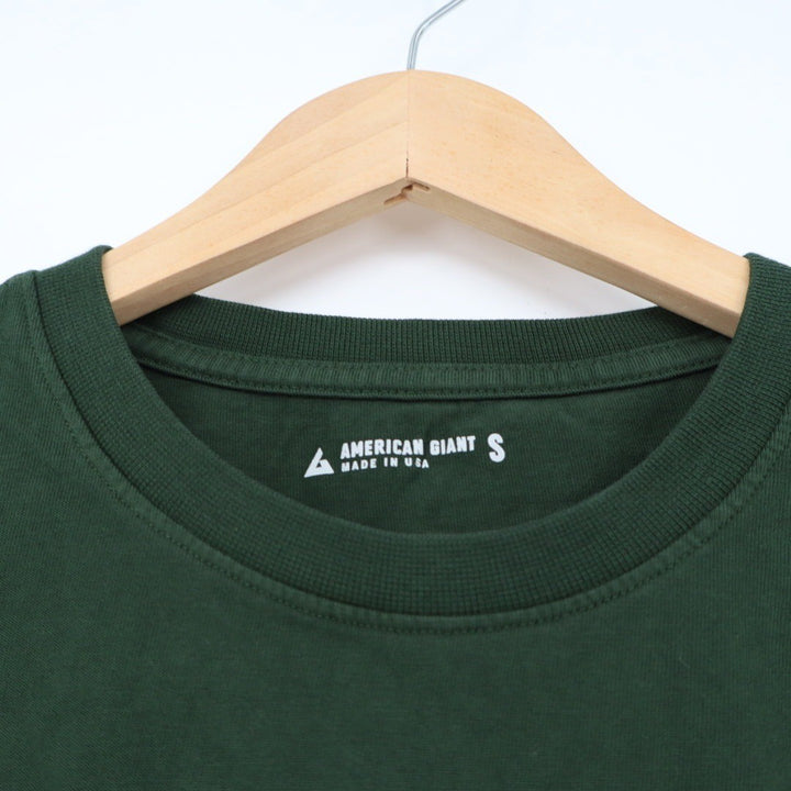American Giant Pocket T Shirt Forest Green Short Sleeve Made in USA Size S