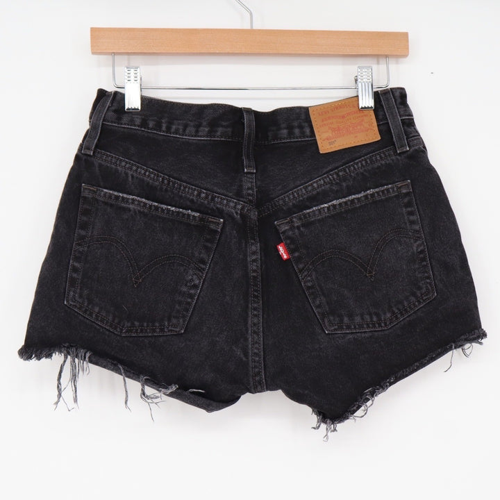 Levi's Denim Shorts Womens 28 501 Premium Black Distressed Cut Off Excellent